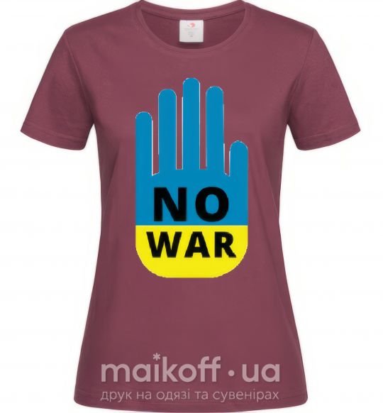 Жіноча футболка NO WAR Бордовий фото