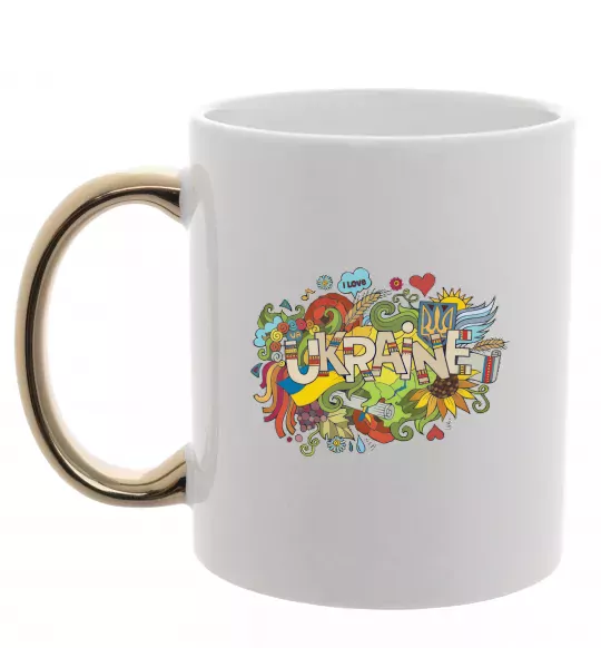 Чашка с цветной ручкой Ukraine Золото фото