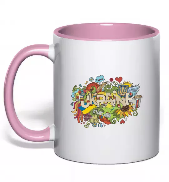 Чашка с цветной ручкой Ukraine Нежно розовый фото