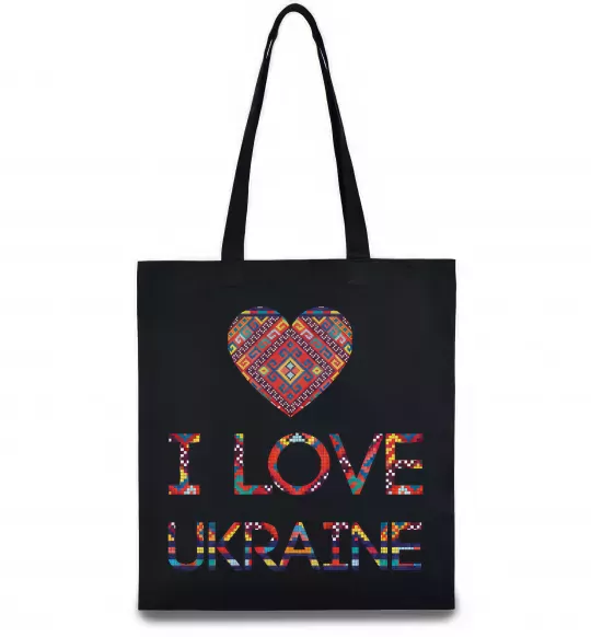 Эко-сумка Вишиванка - I love Ukraine Черный фото