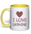 Чашка з кольоровою ручкою Вишиванка - I love Ukraine Сонячно жовтий Чашка з кольоровою ручкою Вишиванка - I love Ukraine Сонячно жовтий фото