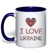 Чашка з кольоровою ручкою Вишиванка - I love Ukraine Глибокий темно-синій Чашка з кольоровою ручкою Вишиванка - I love Ukraine Глибокий темно-синій фото