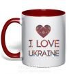 Чашка с цветной ручкой Вишиванка - I love Ukraine Красный фото
