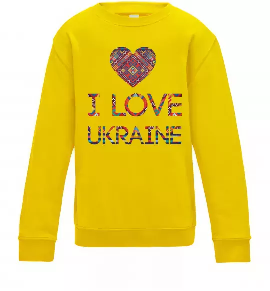 Дитячий світшот Вишиванка - I love Ukraine Сонячно жовтий фото