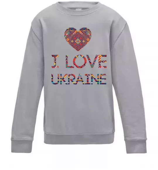 Дитячий світшот Вишиванка - I love Ukraine Сірий меланж фото