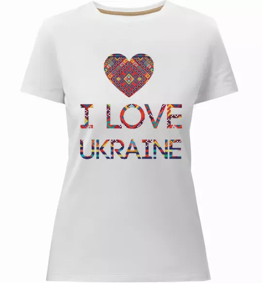 Женская премиум футболка Вишиванка - I love Ukraine Белый фото