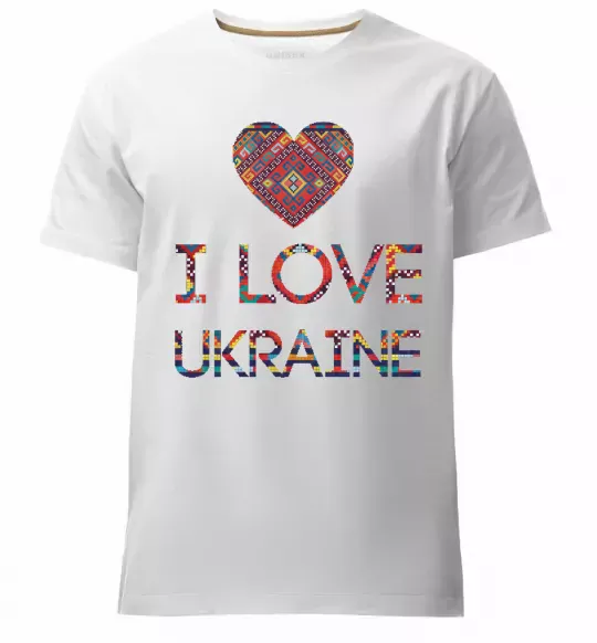 Мужская премиум футболка Вишиванка - I love Ukraine Белый фото