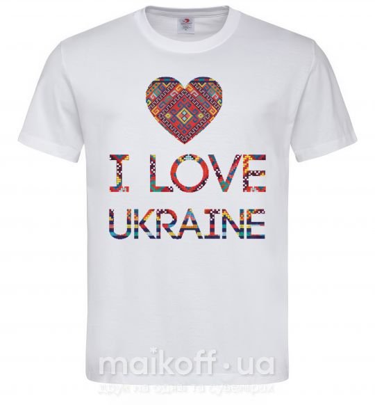 Мужская футболка Вишиванка - I love Ukraine Белый фото