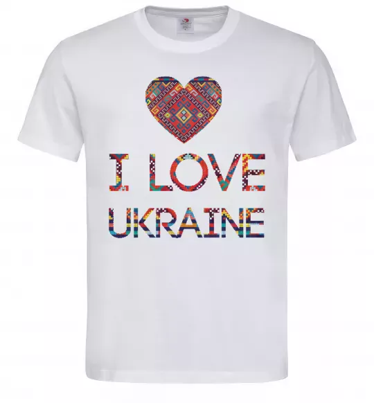 Чоловіча футболка Вишиванка - I love Ukraine Білий фото
