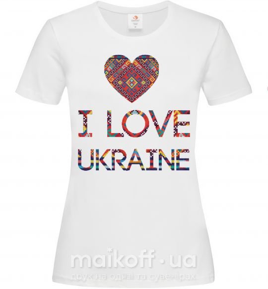 Жіноча футболка Вишиванка - I love Ukraine Білий фото