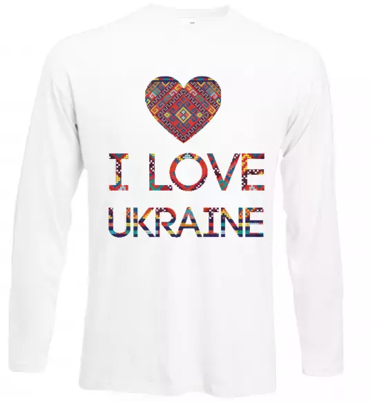 Лонгслів Вишиванка - I love Ukraine Білий фото