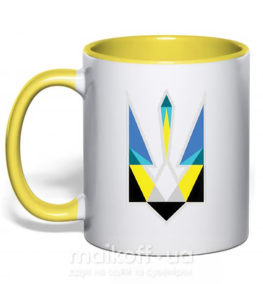Чашка з кольоровою ручкою Герб - геометрична фігура Сонячно жовтий фото
