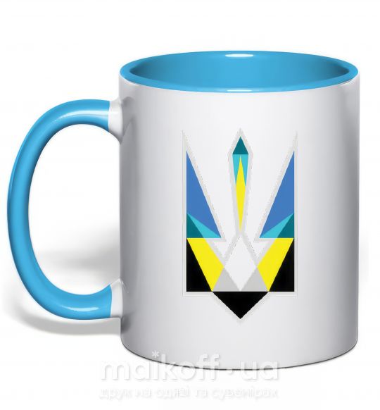 Чашка с цветной ручкой Герб - геометрична фігура Голубой фото