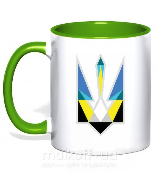 Чашка з кольоровою ручкою Герб - геометрична фігура Зелений фото