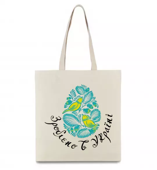 Эко-сумка Петриківський роспис - пташки Бежевый фото