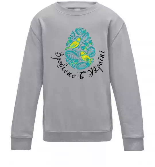 Детский Свитшот Петриківський роспис - пташки Серый меланж фото