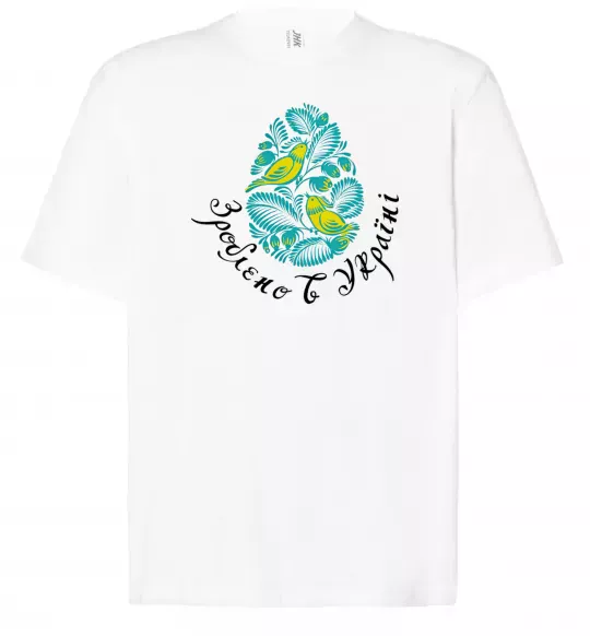 Футболка Оверсайз Петриківський роспис - пташки Белый фото