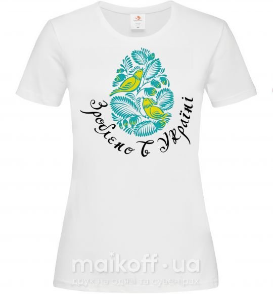 Жіноча футболка Петриківський роспис - пташки Білий фото