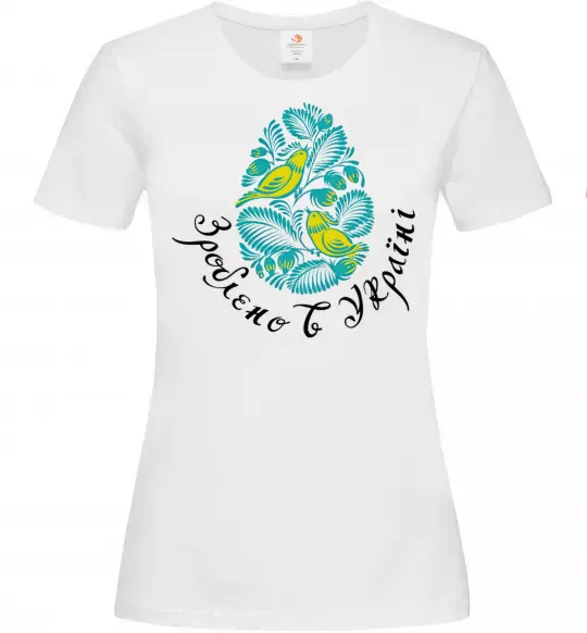 Жіноча футболка Петриківський роспис - пташки Білий фото