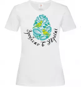 Жіноча футболка Петриківський роспис - пташки Білий фото