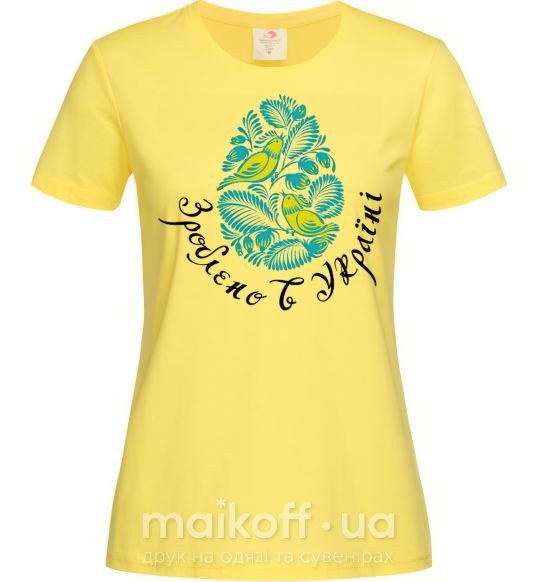 Жіноча футболка Петриківський роспис - пташки Лимонний фото