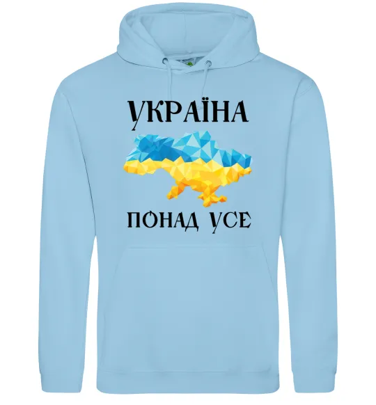 Мужская толстовка (худи) Україна понад усе Голубой фото