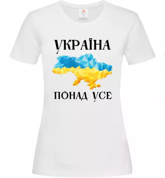 Жіноча футболка Україна понад усе Білий фото