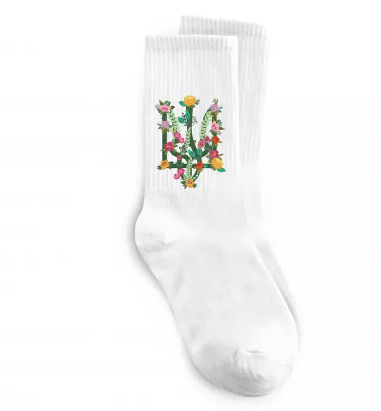 Носки Герб з квітками Белый фото