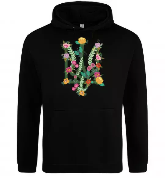 Жіноча толстовка (худі) Герб з квітками Чорний фото