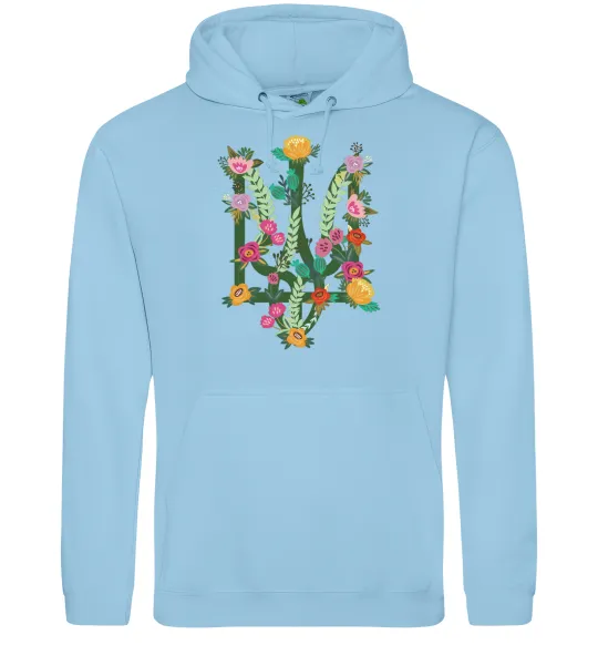 Жіноча толстовка (худі) Герб з квітками Блакитний фото