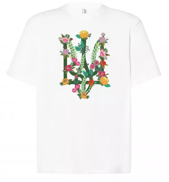 Футболка Оверсайз Герб з квітками Белый фото