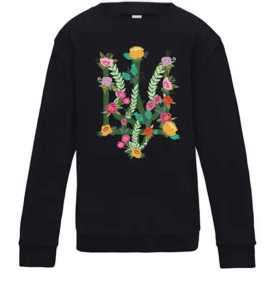 Дитячий світшот Герб з квітками Чорний фото