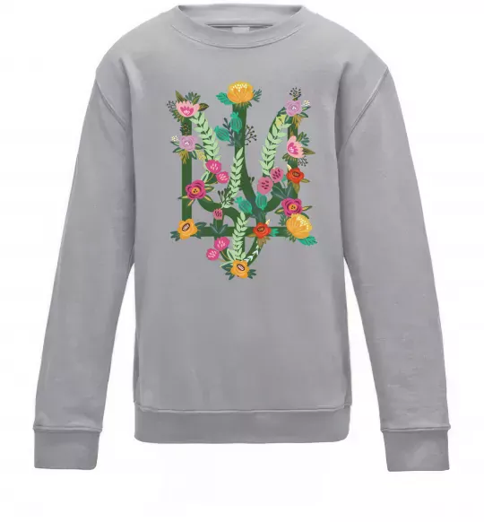 Дитячий світшот Герб з квітками Сірий меланж фото