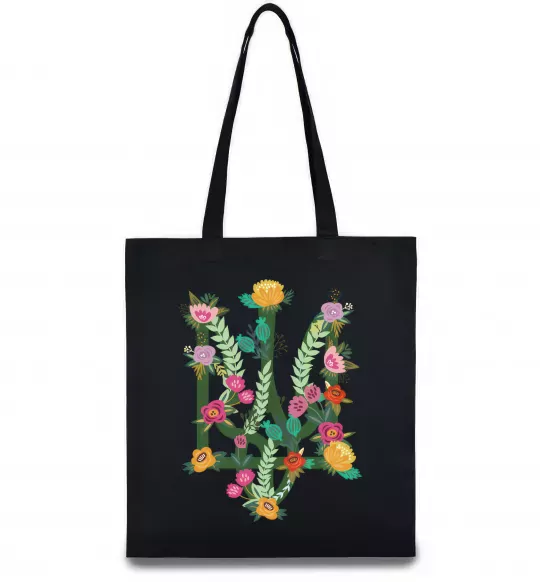 Эко-сумка Герб з квітками Черный фото