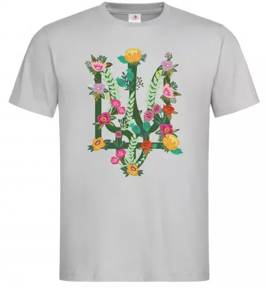 Мужская футболка Герб з квітками Серый фото