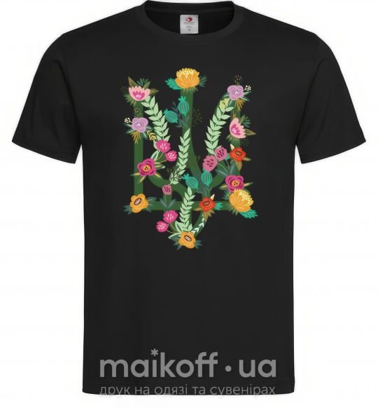 Мужская футболка Герб з квітками Черный фото