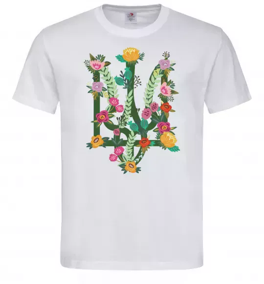 Мужская футболка Герб з квітками Белый фото