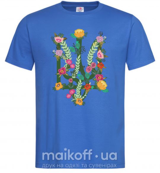 Мужская футболка Герб з квітками Ярко-синий фото