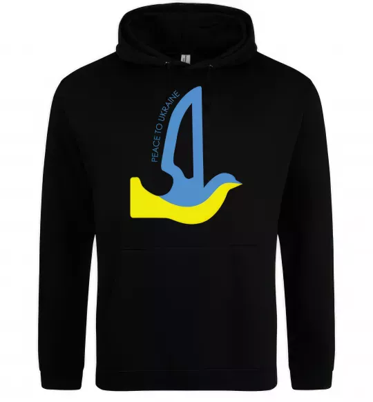 Мужская толстовка (худи) Peace to Ukraine - голуб миру Черный фото
