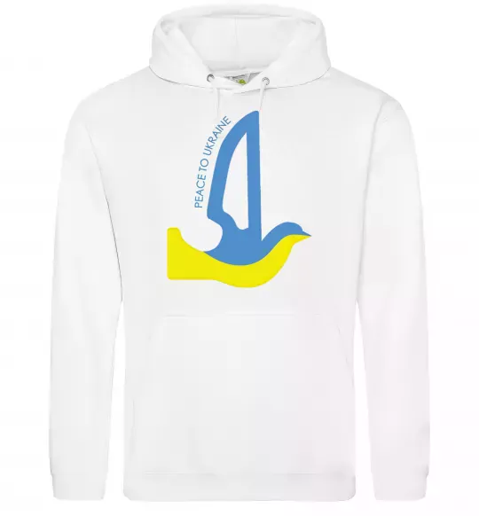 Мужская толстовка (худи) Peace to Ukraine - голуб миру Белый фото