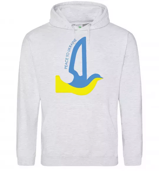 Мужская толстовка (худи) Peace to Ukraine - голуб миру Серый меланж фото