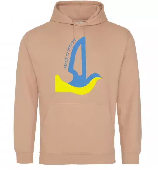 Мужская толстовка (худи) Peace to Ukraine - голуб миру Песочный фото