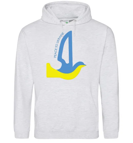 Жіноча толстовка (худі) Peace to Ukraine - голуб миру Сірий меланж фото