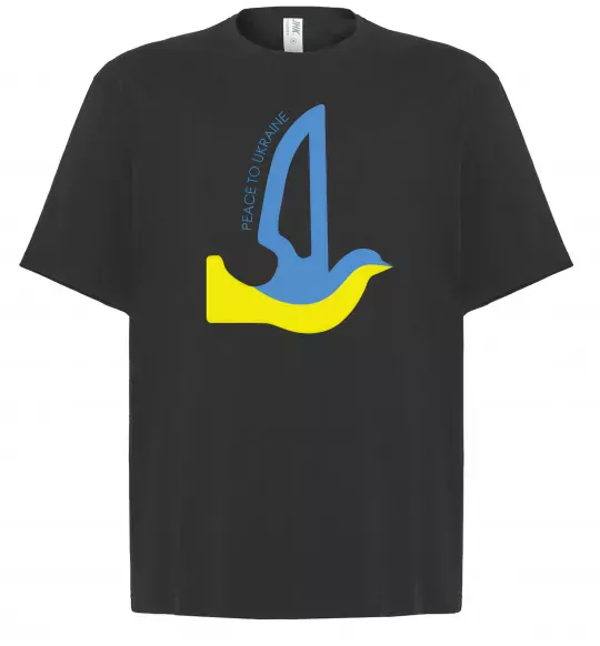 Футболка Оверсайз Peace to Ukraine - голуб миру Чорний фото