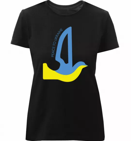 Жіноча преміум футболка Peace to Ukraine - голуб миру Чорний фото