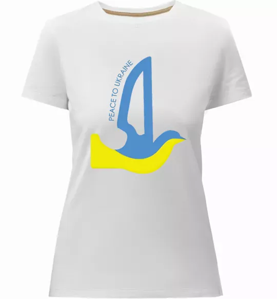 Жіноча преміум футболка Peace to Ukraine - голуб миру Білий фото