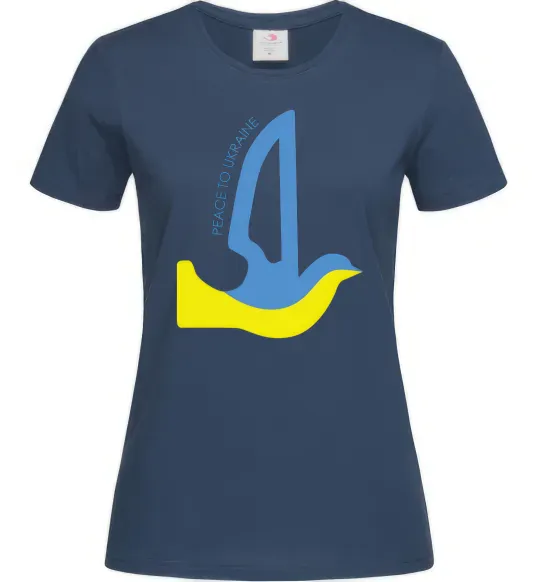 Жіноча футболка Peace to Ukraine - голуб миру Темно-синій фото