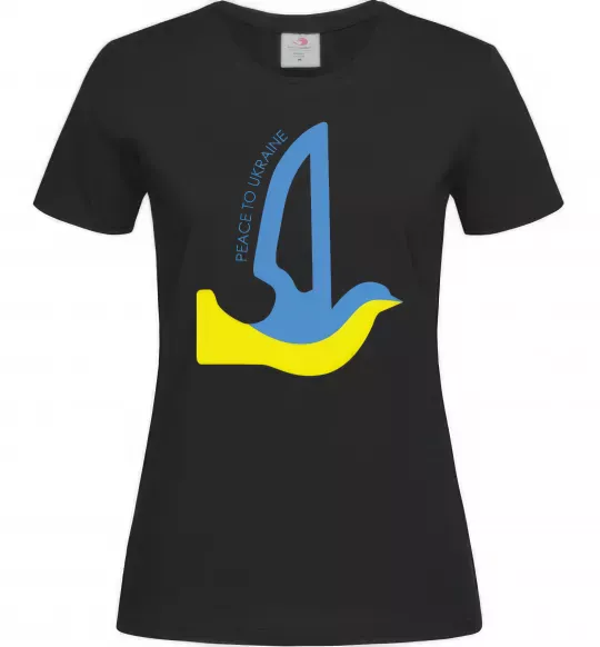 Жіноча футболка Peace to Ukraine - голуб миру Чорний фото