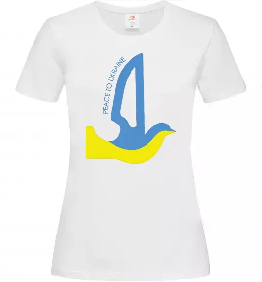 Жіноча футболка Peace to Ukraine - голуб миру Білий фото