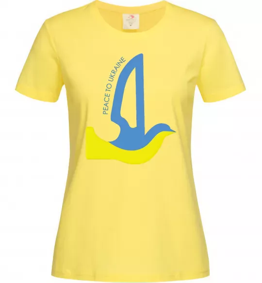 Жіноча футболка Peace to Ukraine - голуб миру Лимонний фото